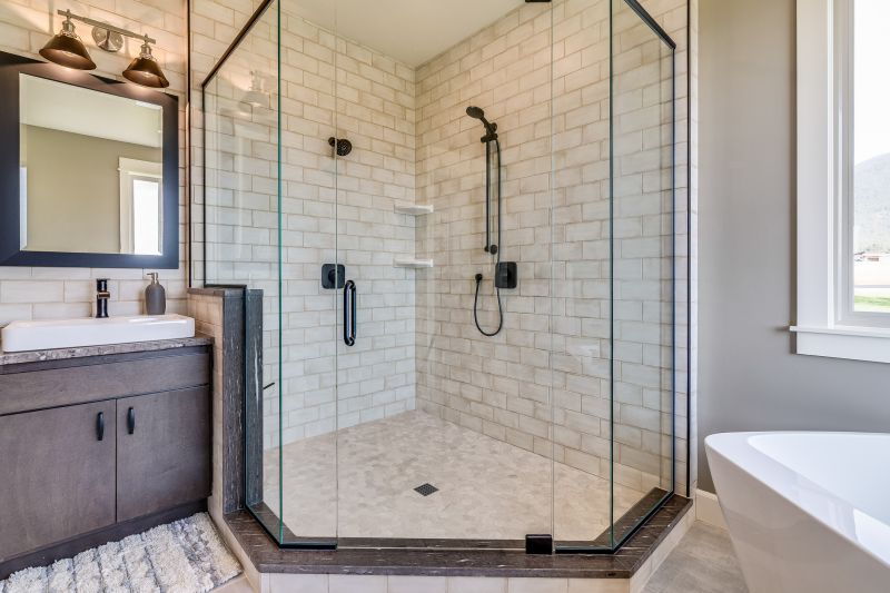 Corner Shower with Sliding Glass Doors